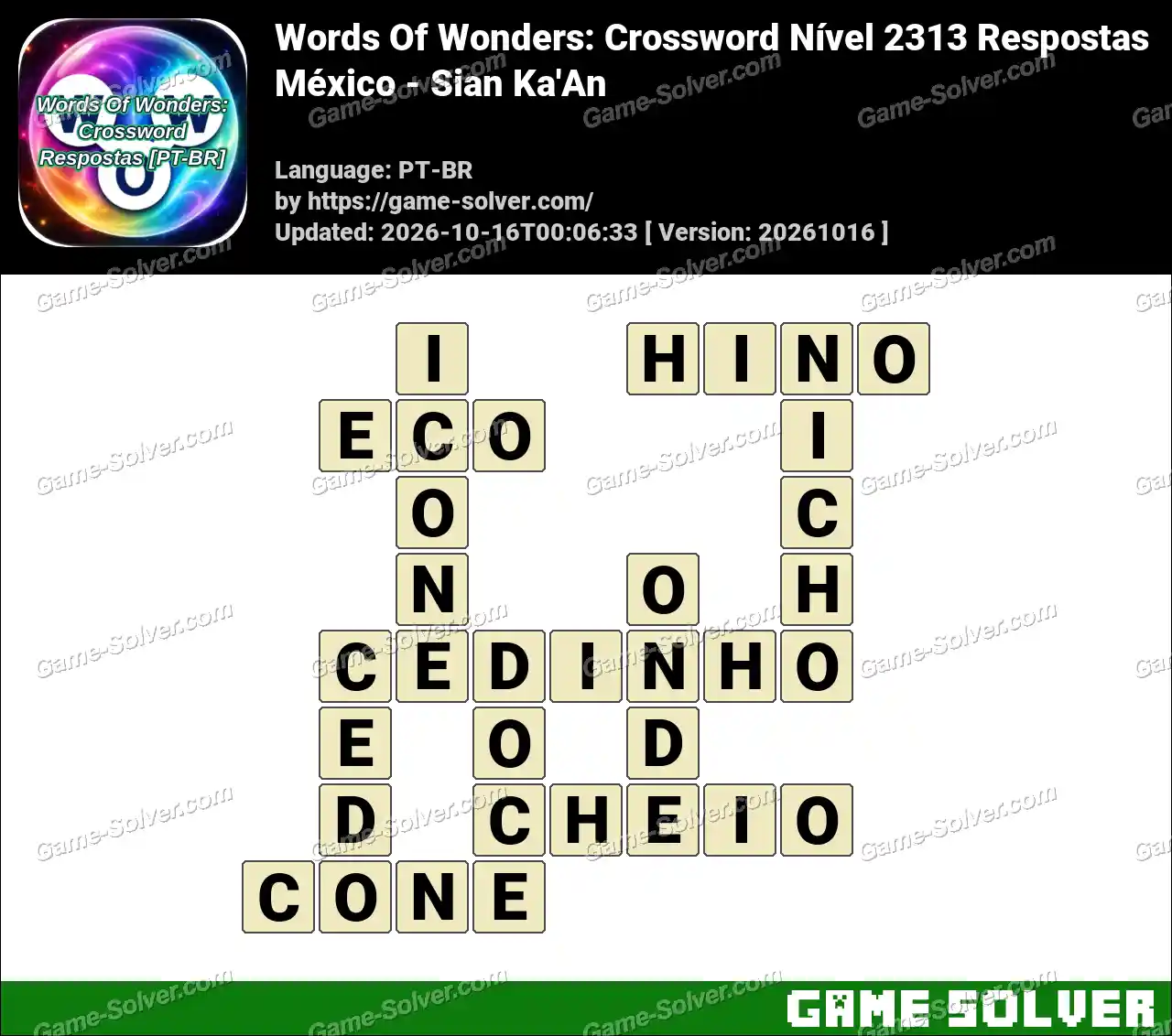 Words Of Wonders: Crossword Nível 2313 Respostas – México – Sian Ka’An